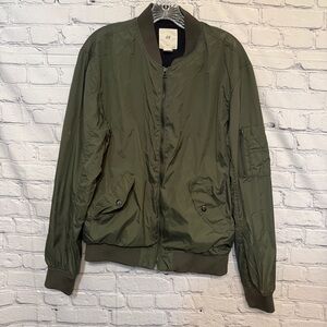 H&M L.O.G.G. Olive Green Bomber Jacket Men’s Medium MA-1 Utility Zip Coat
